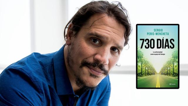 Sergio Peris-Mencheta junto a su libro, en un montaje de EL ESPAÑOL.