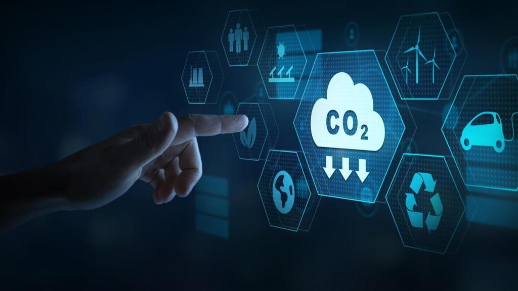 Ilustración de la reducción de emisiones de dióxido de carbono.