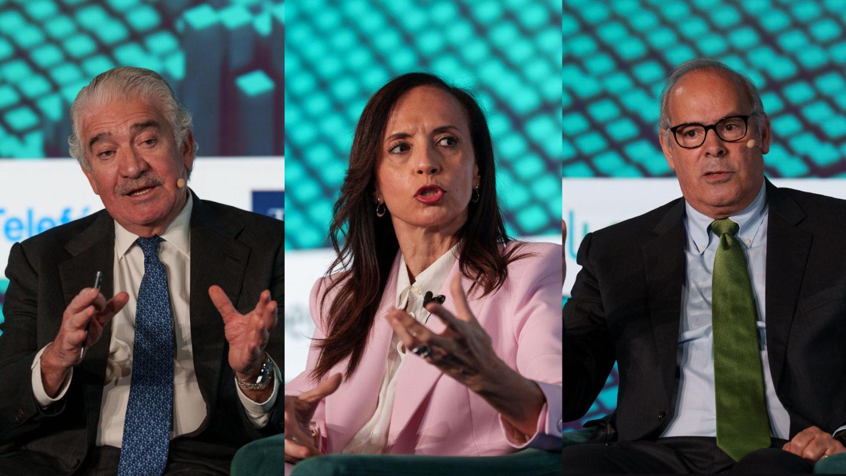 De izq. a dcha.: José Bogas (Endesa), Beatriz Corredor (Redeia) y Mario Ruiz-Tagle (Iberdrola) en el  foro CREO 2025.