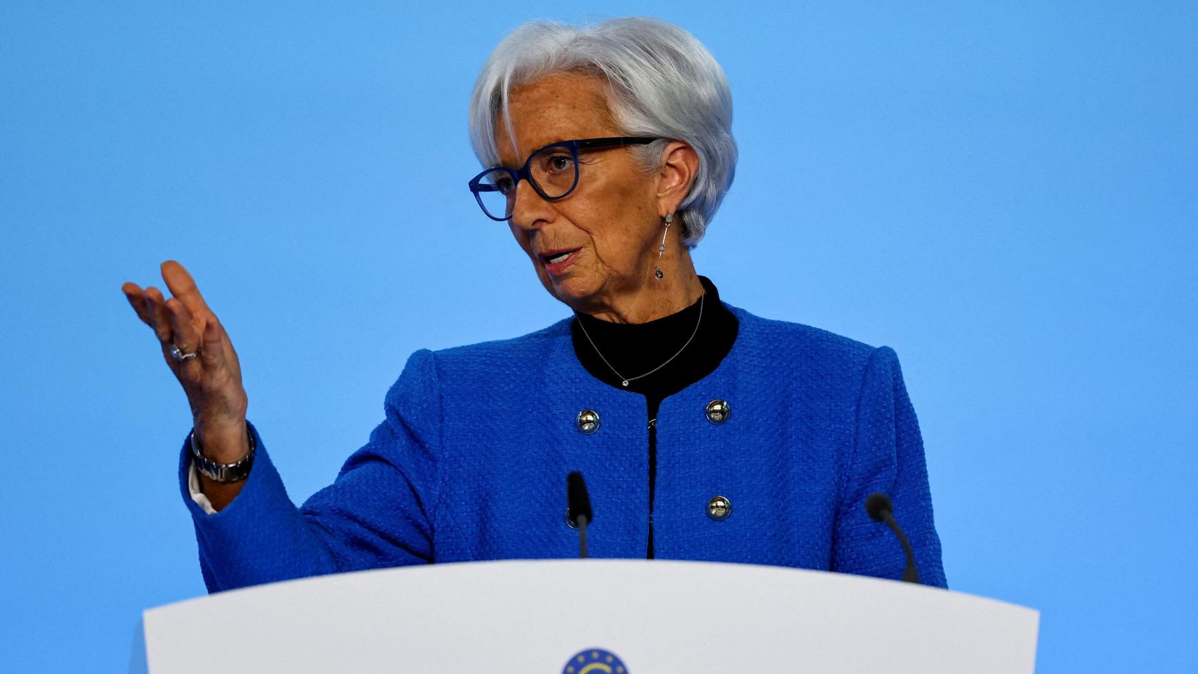 Christine Lagarde, presidenta del BCE, durante una rueda de prensa tras celebrar una reunión del Consejo de Gobierno en la sede de la institución.