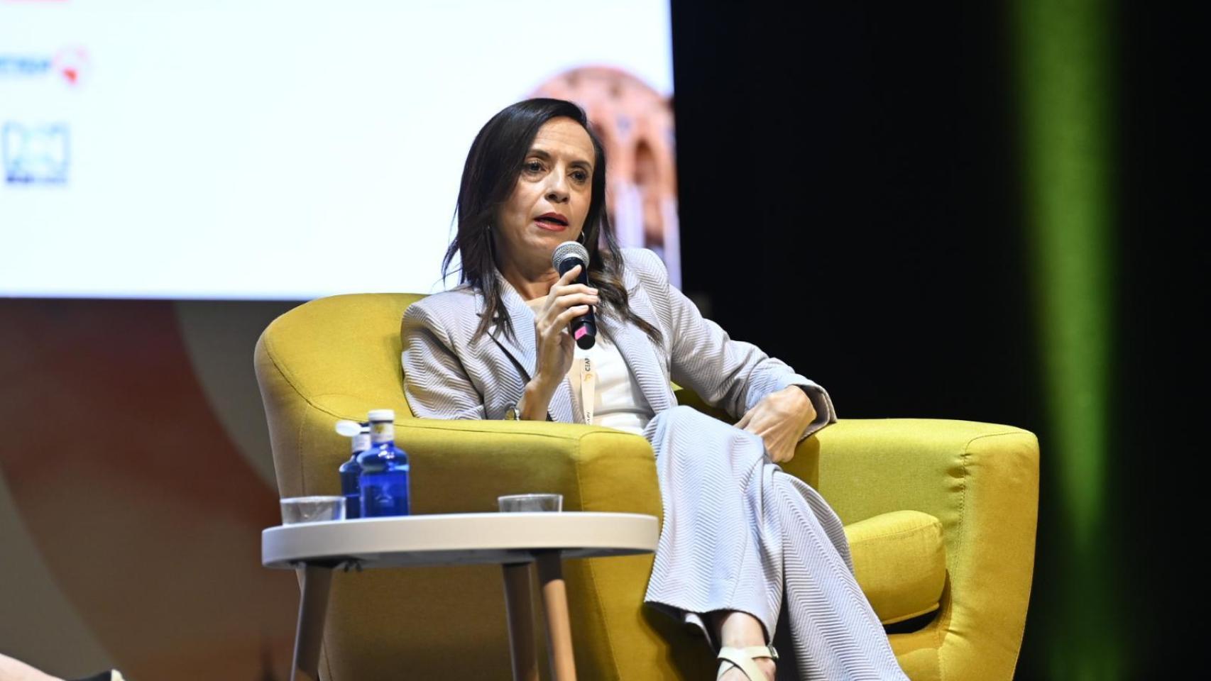La presidenta de Redeia, Beatriz Corredor, durante su alocución en el VIII Encuentro Iberoamericano CEAPI.