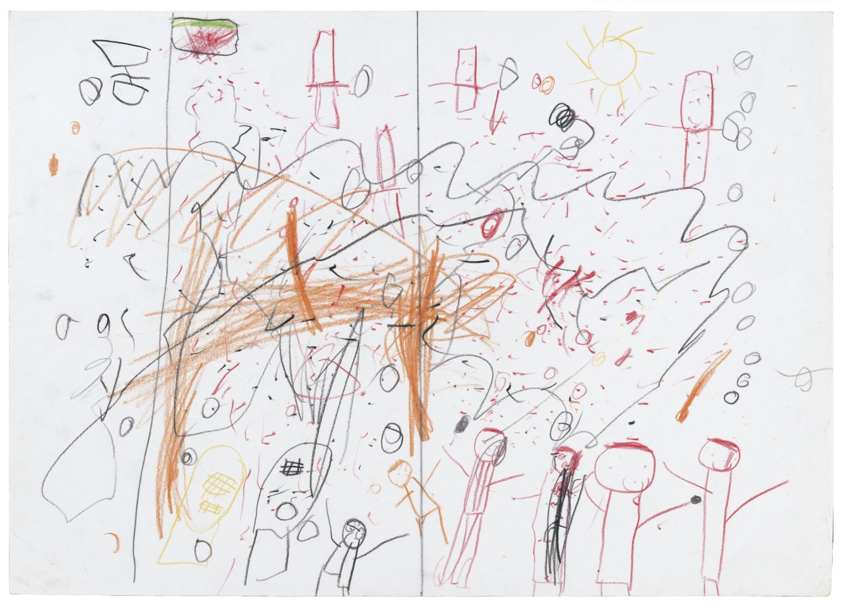 Dibujo hecho en un taller del programa “Colorful Syria” (ONG Solinfo) con agentes locales, 2014