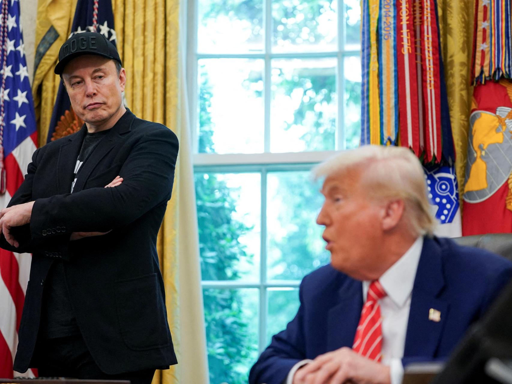 Elon Musk y Donald Trump en la rueda de prensa de despedida tras la salida del empresario de la Casa Blanca el pasado viernes.