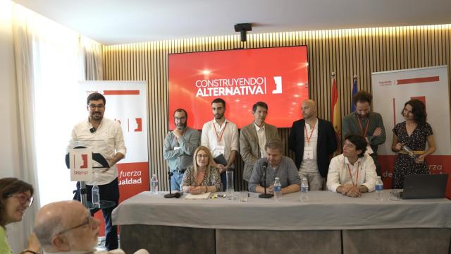 Guillermo Del Valle, durante la clausura del primer Congreso de Izquierda Española celebrado este fin de semana en Madrid.