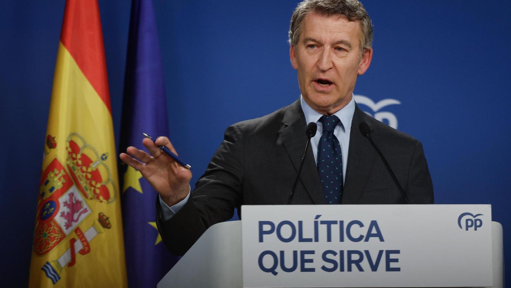 El presidente del PP, Alberto Núñez Feijóo, este jueves.