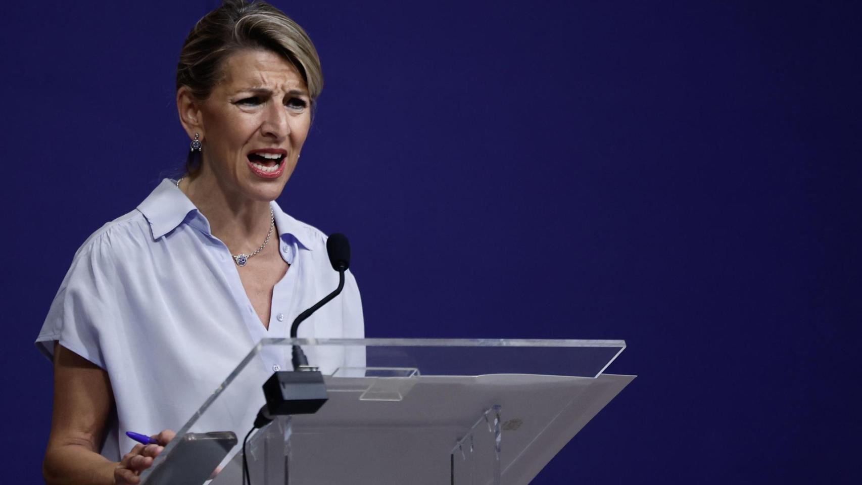 La vicepresidenta segunda del Gobierno y líder de Sumar dentro del Ejecutivo, Yolanda Díaz, este jueves.