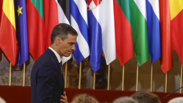 Pedro Sánchez este jueves en el XL aniversario de la firma del Tratado de Adhesión a España a las Comunidades Europeas.