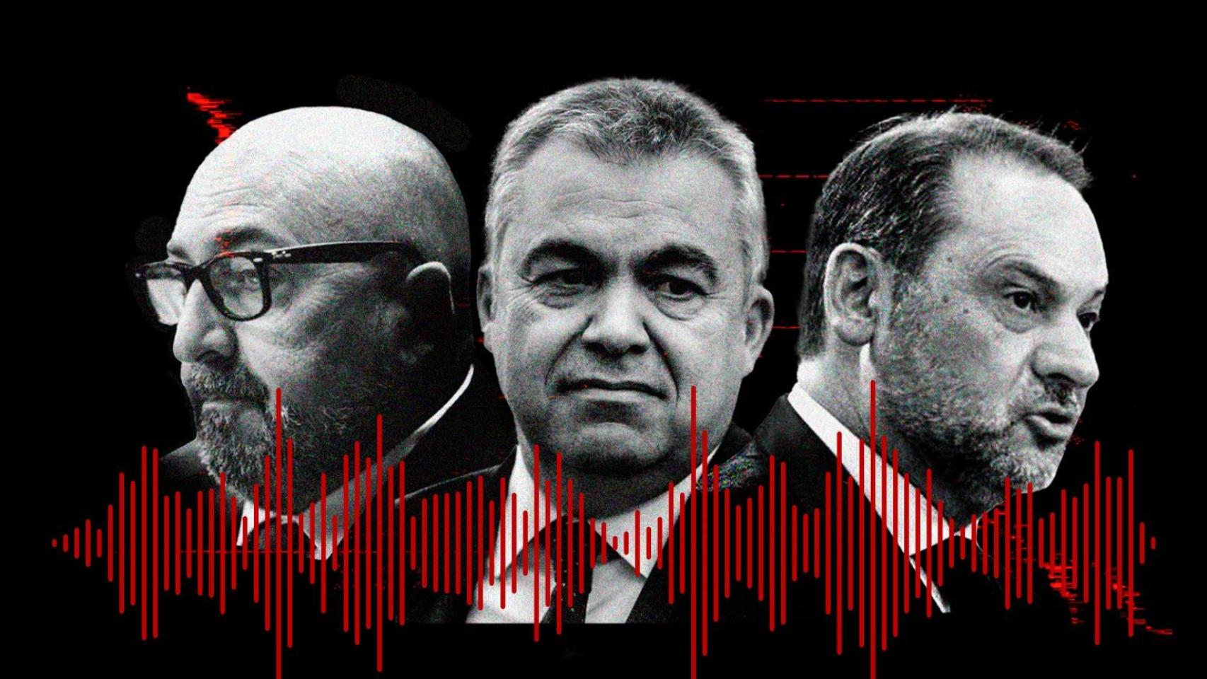 Fotomontaje con las caras de Koldo García, Santos Cerdán y José Luis Äbalos.