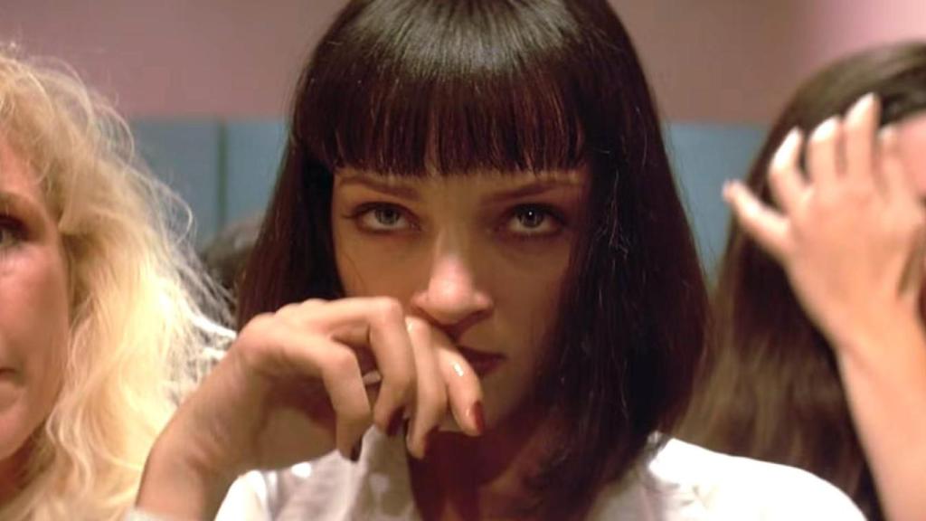 Uma Thurman en una escena de 'Pulp Fiction' en la que Mia, su personaje, consume cocaína en un cuarto de baño.