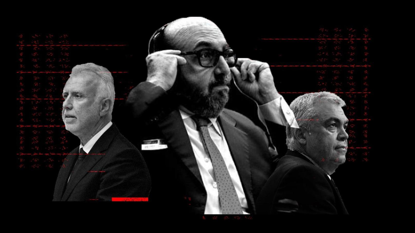 El ministro Ángel Víctor Torres, Koldo García y Santos Cerdán.