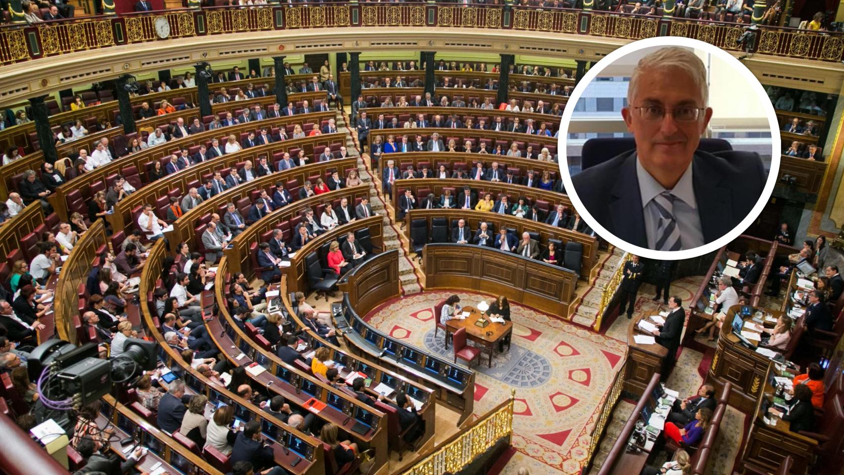 Imagen del Congreso junto a la de José Antonio Marco Sanjuan, quien fuera presidente del Tribunal Económico Administrativo Regional de Castilla y León