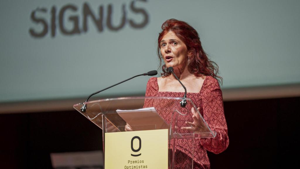 María Teresa Vicente en un momento durante su intervención tras recibir el premio.