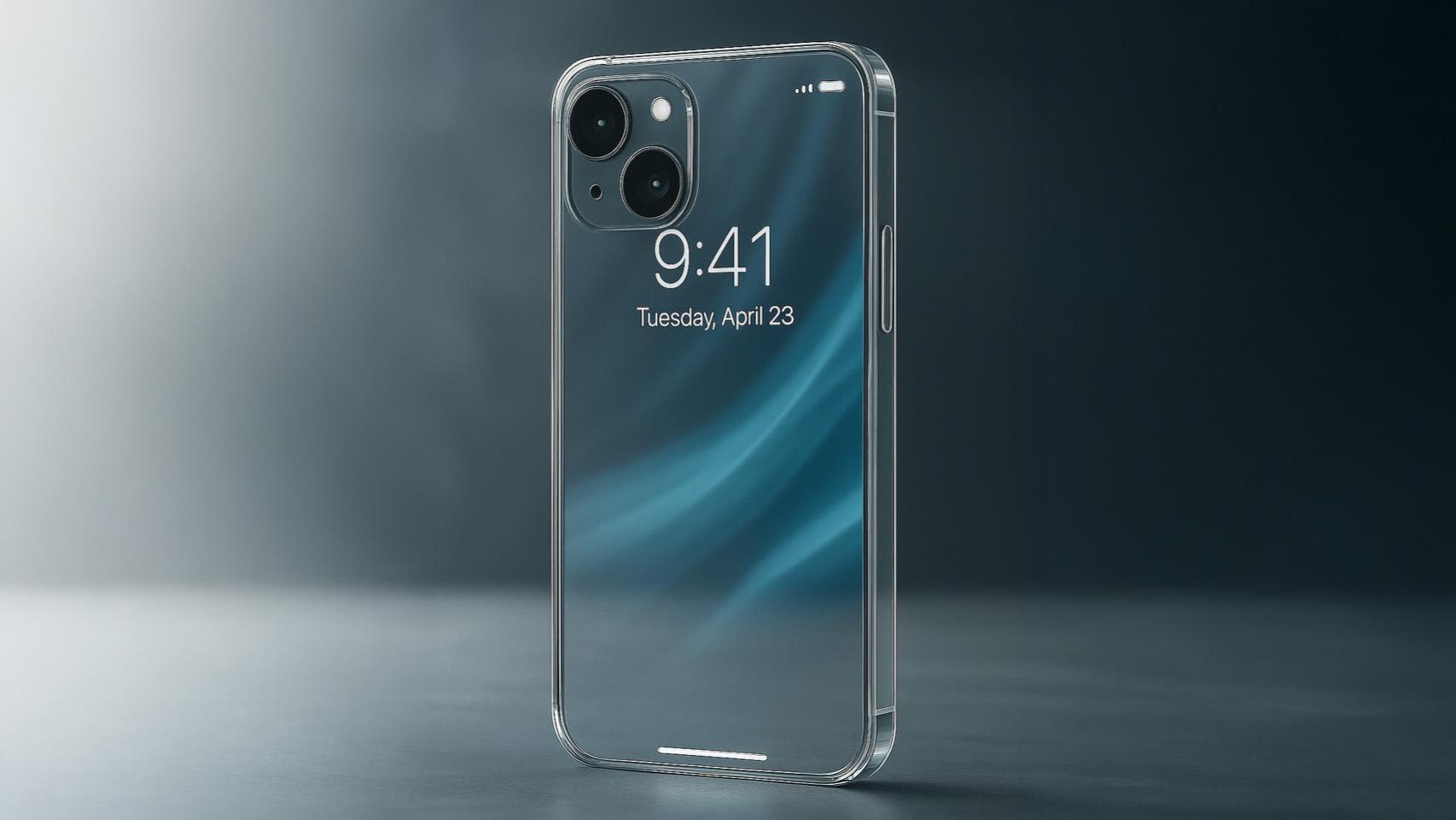 Imagen conceptual de un iPhone de cristal.