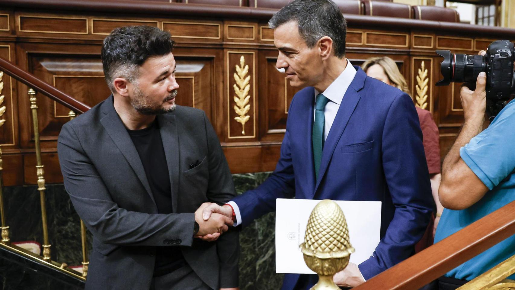 Rufián y Sánchez este miércoles en el Congreso.
