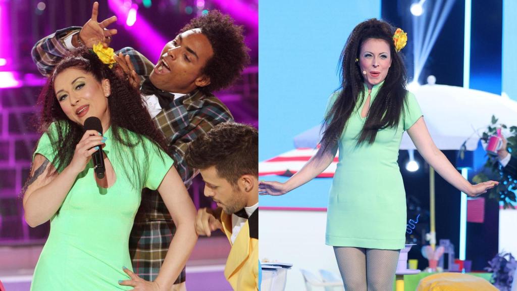 Ángeles Muñoz y Gisela como Aqua en 'Tu cara me suena'.