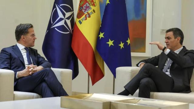 El secretario general de la OTAN, Mark Rutte y el presidente del Gobierno, Pedro Sánchez, en una reunión en Moncloa.