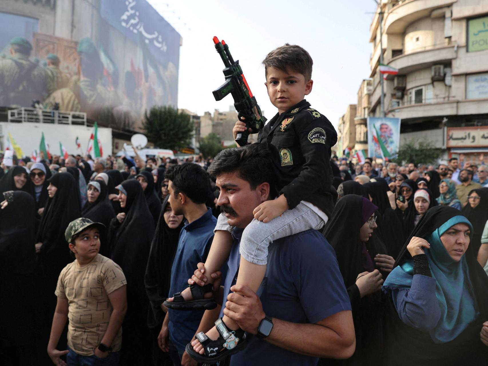 Protesta contra el ataque estadounidense a las instalaciones nucleares de Irán, en Teherán.