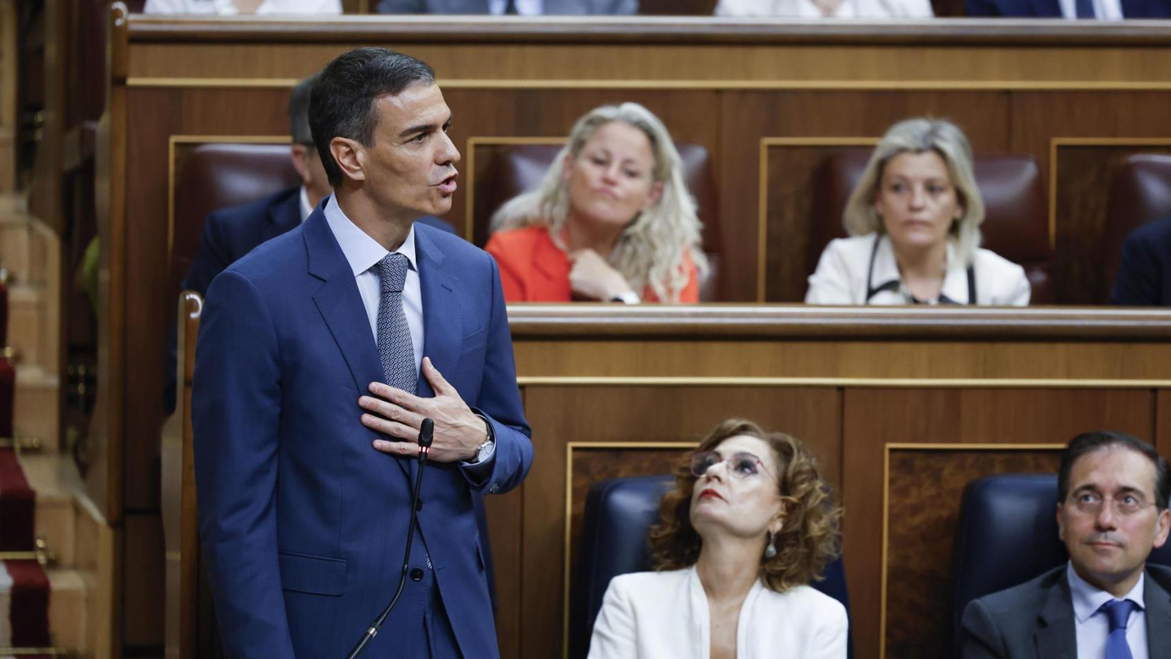 El presidente del Gobierno, Pedro Sánchez, durante su intervención en la sesión de control al Ejecutivo, el pasado miércoles el Congreso. Foto: EFE/Mariscal