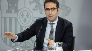 Carlos Cuerpo, ministro de Economía, durante la rueda de prensa posterior al Consejo de Ministros del martes.