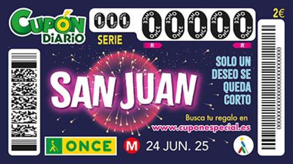 Cupón Diario ONCE de San Juan, 24 de junio de 2025