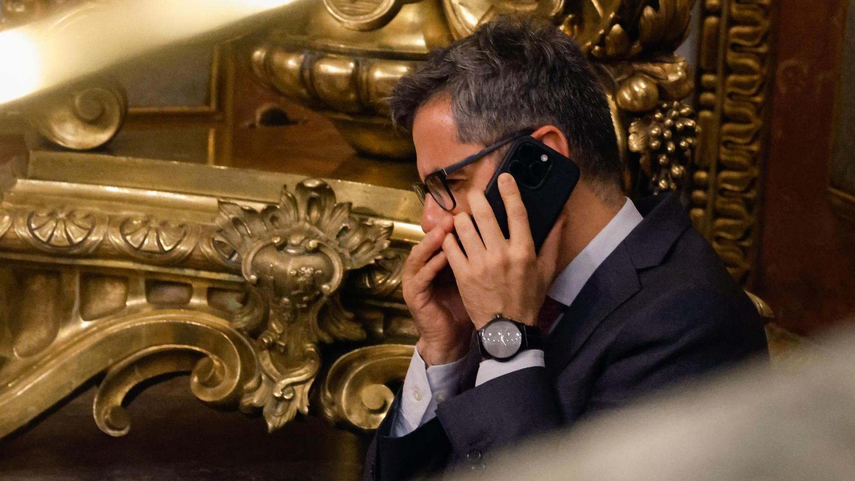 Félix Bolaños, ministro de Justicia, durante una sesión del Congreso de los Diputados.
