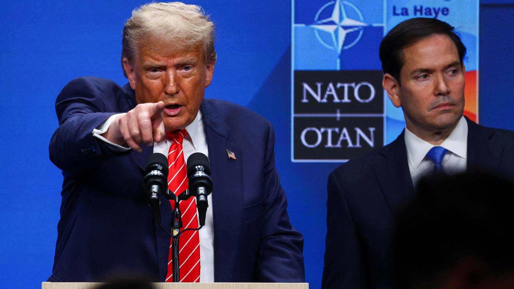 El presidente de EEUU, Donald Trump, en la rueda de prensa posterior a la cumbre de la OTAN.