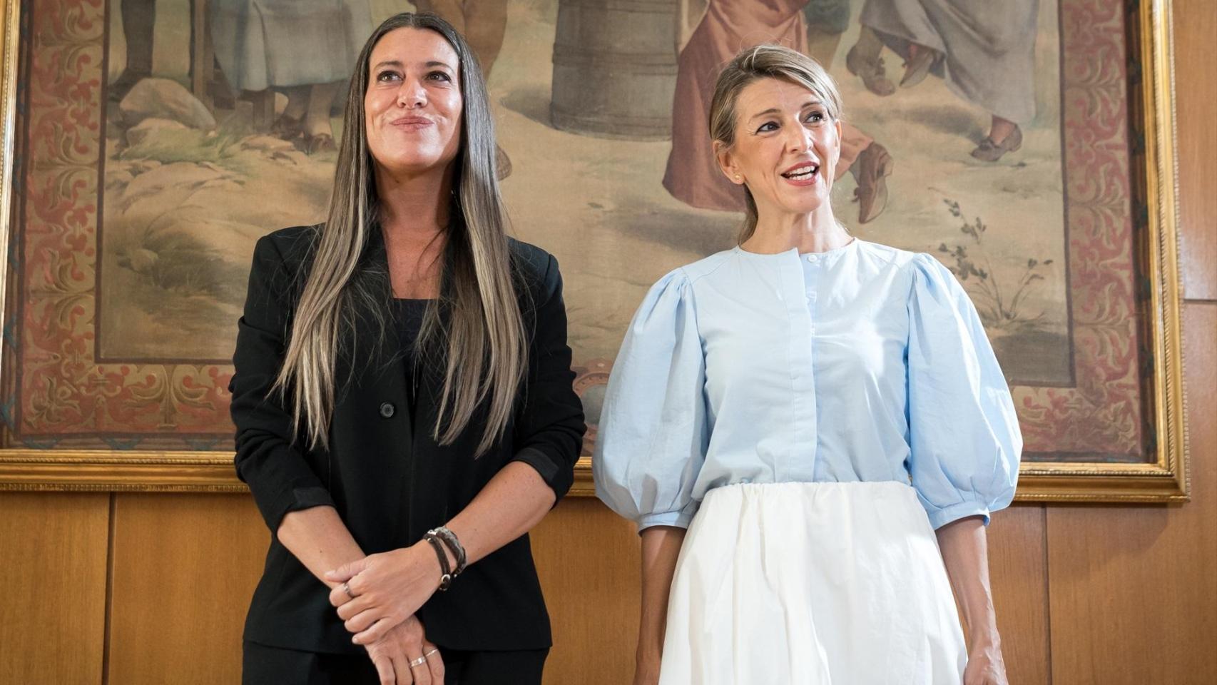 Míriam Nogueras y Yolanda Díaz, la semana pasada en el Congreso, donde Junts reiteró su negativa a reducir la jornada laboral.