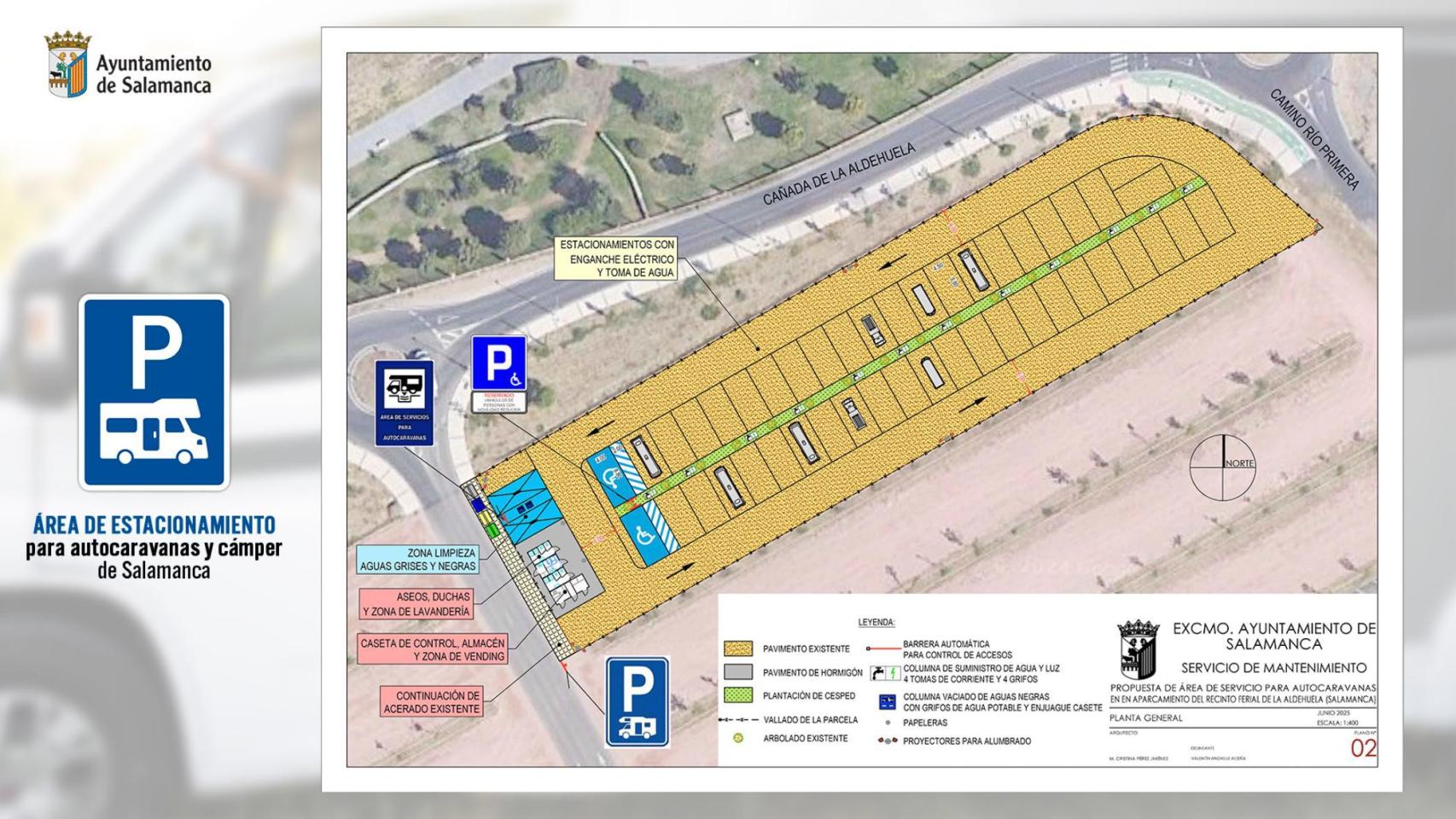 Área de estacionamiento para autocaravanas y cámper de Salamanca