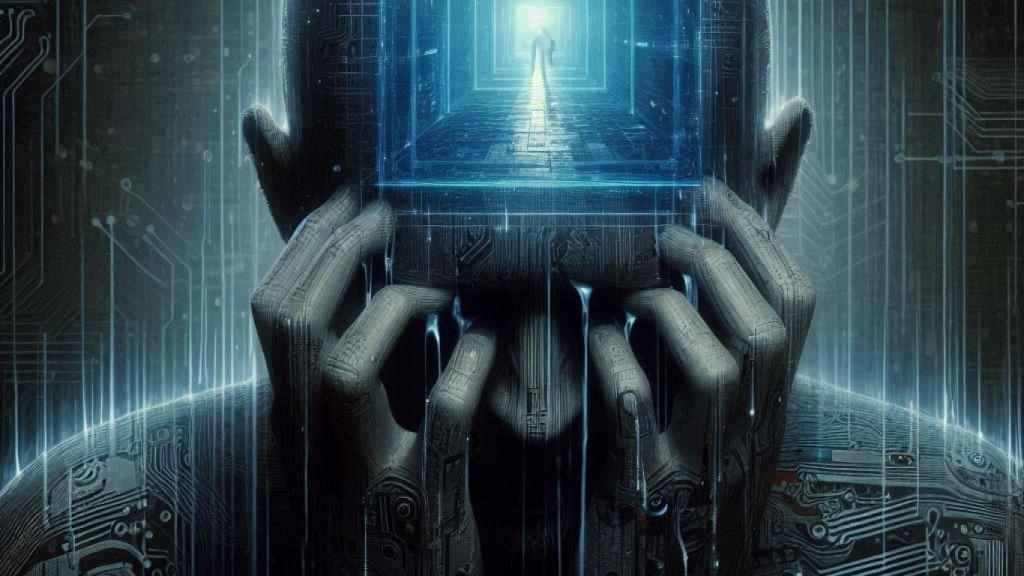 Foto generada por la IA al pedirle que se retrate a ella misma sintiendo ansiedad.