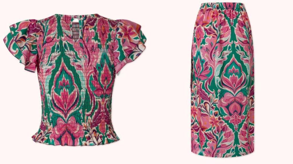 Blusa y falda fucsia hidra.