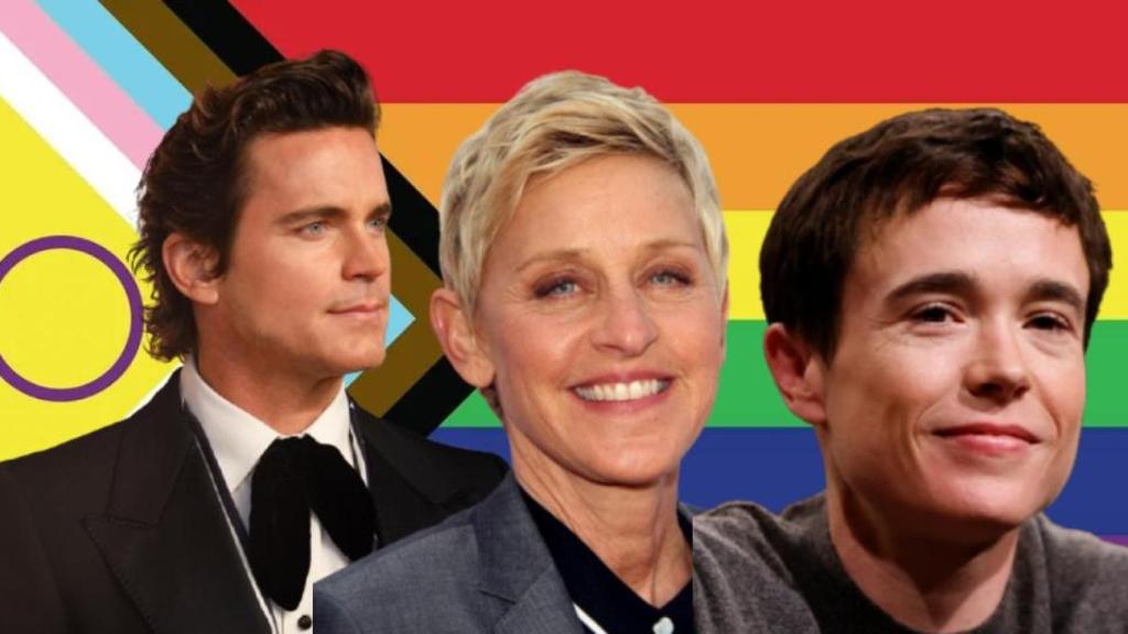 De izquierda a derecha, Matt Bomer, Ellen DeGeneres y Elliot Page, en un montaje de EL ESPAÑOL.