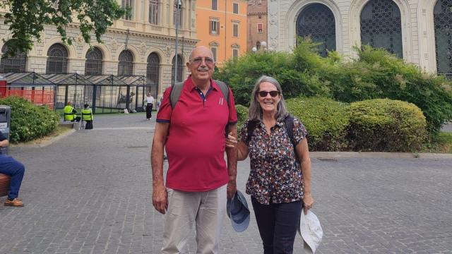 Begoña y Augusto en su visita a Bolonia