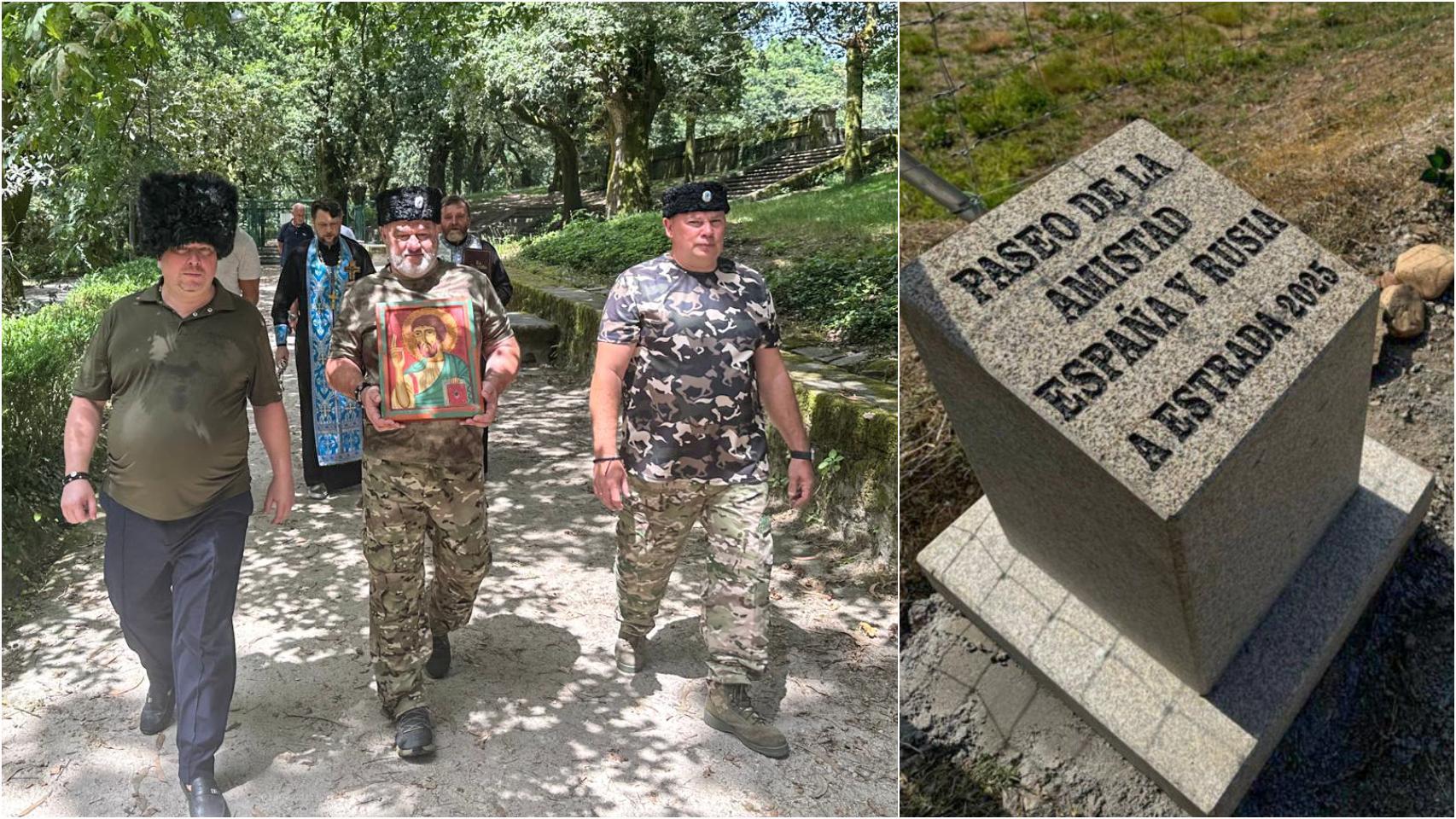 Un grupo de cosacos residentes en España y llegados de Rusia durante la marcha procesional que hicieron a finales de junio.