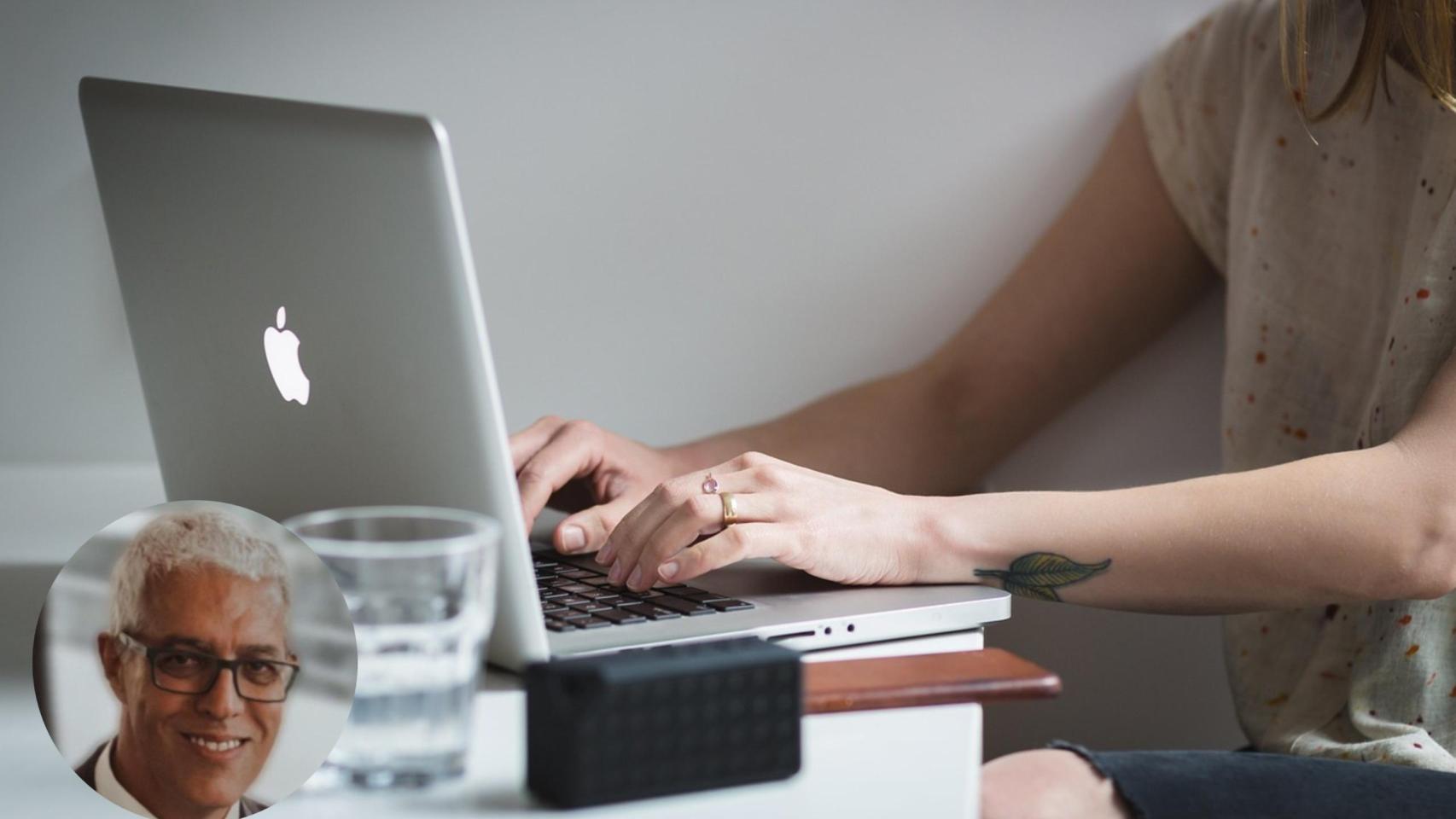 Montaje de José Antonio Latre con una joven trabajando.