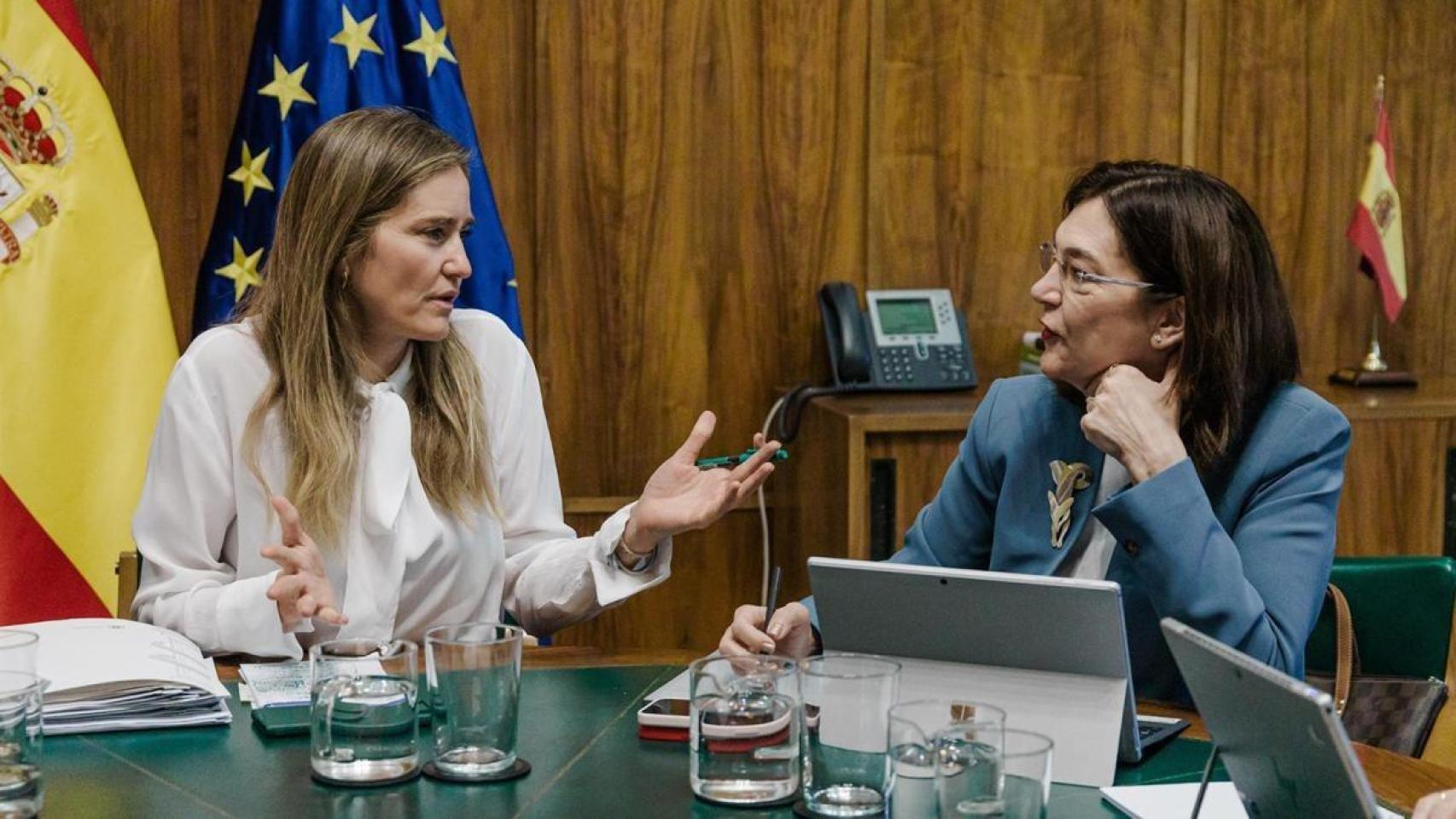 Sara Aagesen, vicepresidenta tercera para la Transición Ecológica y el Reto Demográfico, y Cani Fernández, presidenta de la Comisión Nacional de los Mercados y la Competencia (CNMC).