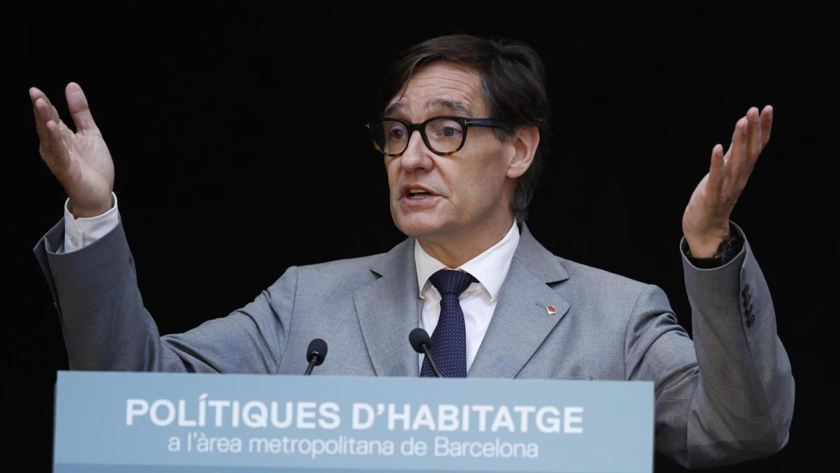 Salvador Illa, presidente de la Generalitat, en una conferencia sobre políticas de Vivienda.