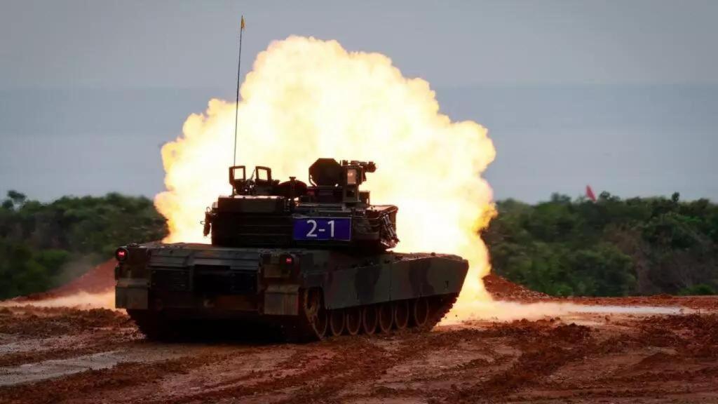 Un tanque militar taiwanés M1A2T, de fabricación estadounidense.