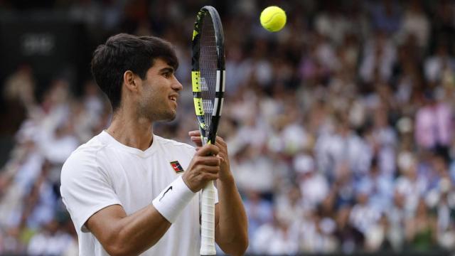 Alcaraz, durante el partido contra Sinner.