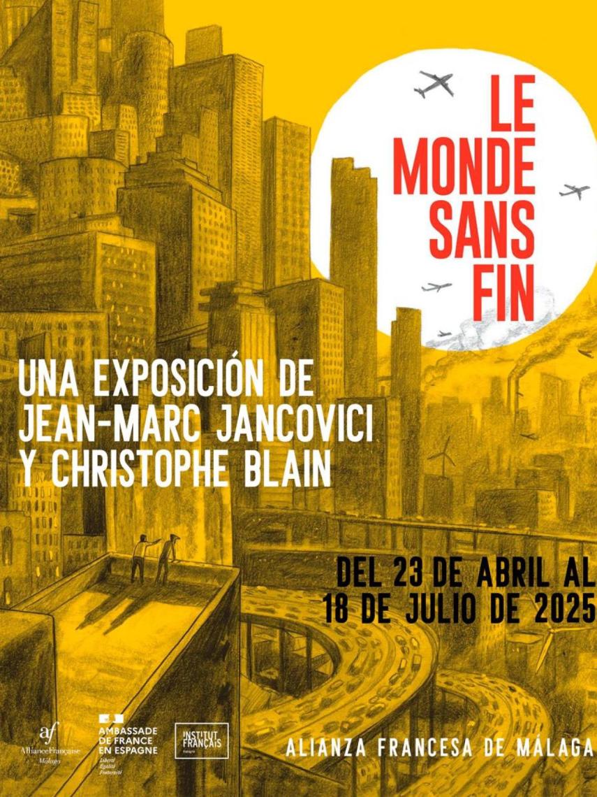 Carte de la exposición 'Le Monde Sans Fin', en  la Alianza Francesa de Málaga.