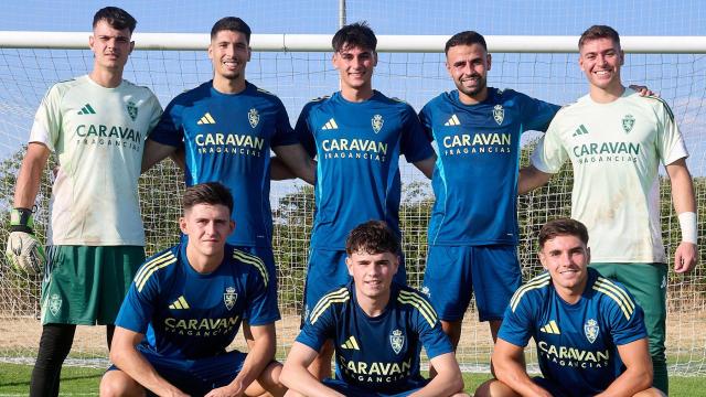 Jugadores del Deportivo Aragón en la pretemporada del primer equipo del Real Zaragoza