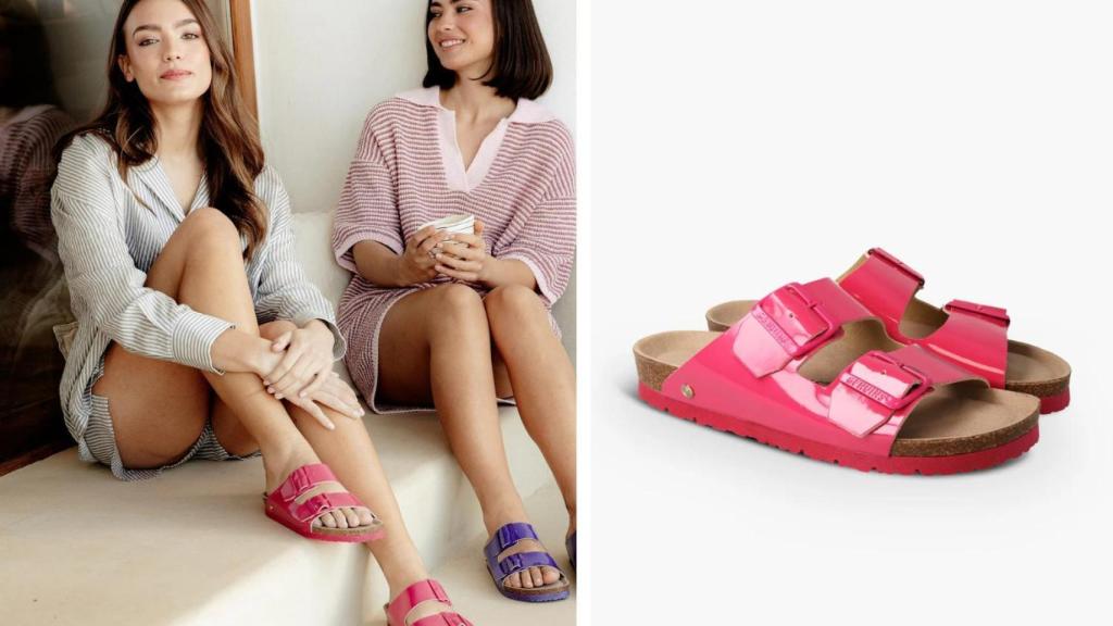 Sandalias en charol y con colores vibrantes.