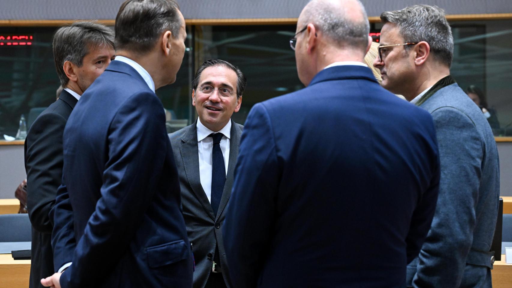 El ministro de Exteriores, José Manuel Albares, durante la reunión celebrada este martes en Bruselas