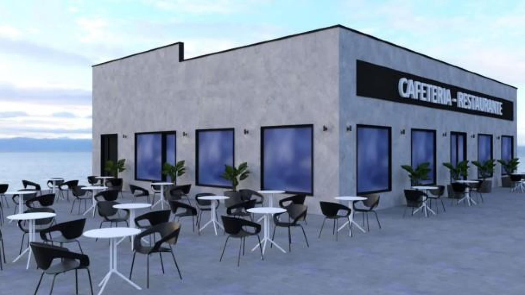 Imagen virtual de la cafetería-restaurante del puerto exterior de A Coruña.