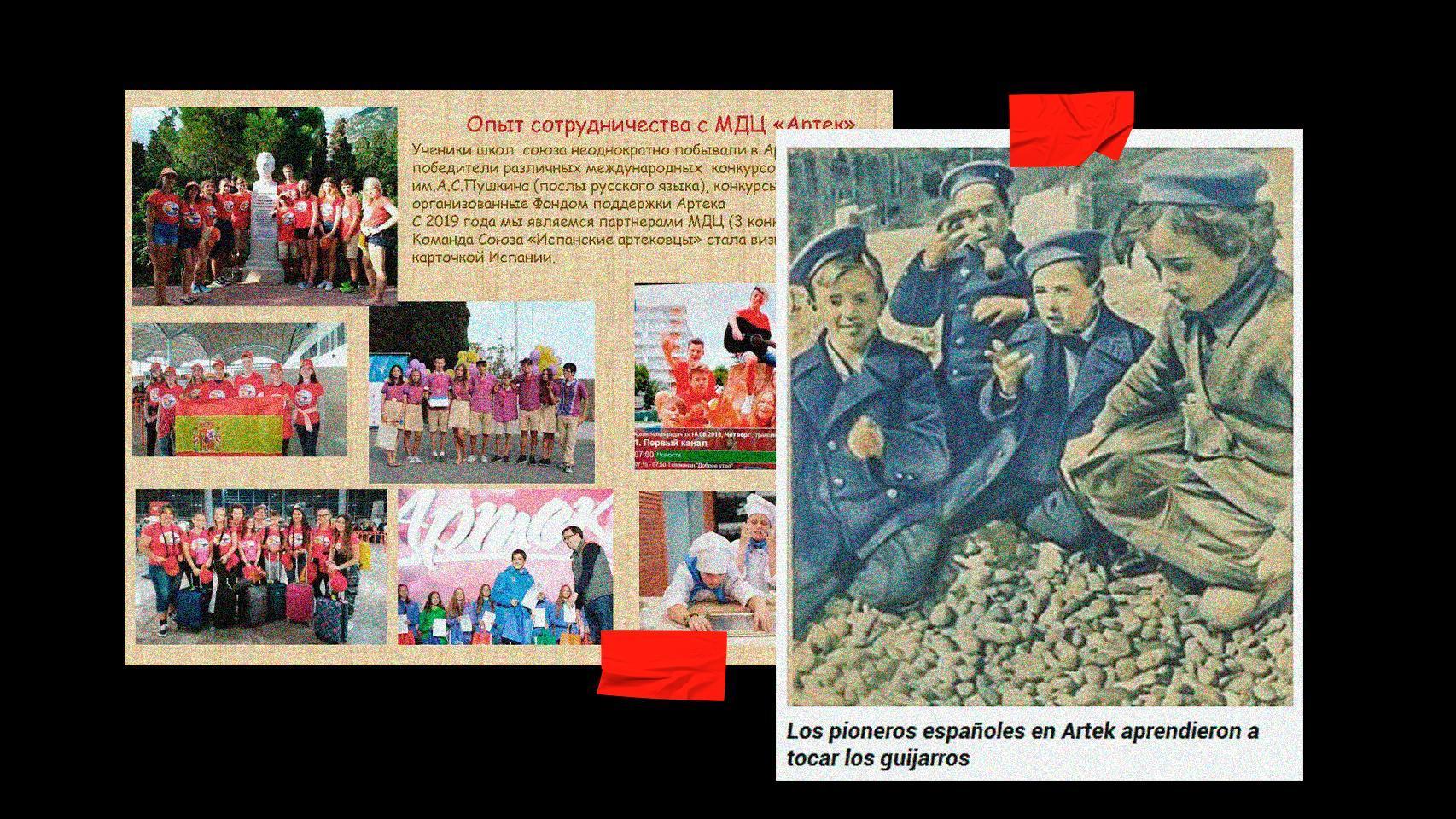 A la izquierda, los niños enviados a Crimea en la actualidad. A la derecha, 'los niños de la guerra'.