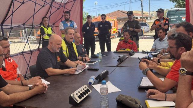 Imagen del puesto de mando instalado en la localidad de Villamanta (Madrid).