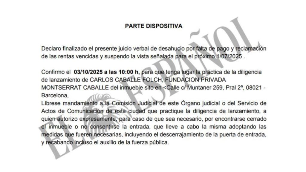 Decreto dictado por el Juzgado de Primera Instancia nº 36 de Barcelona.