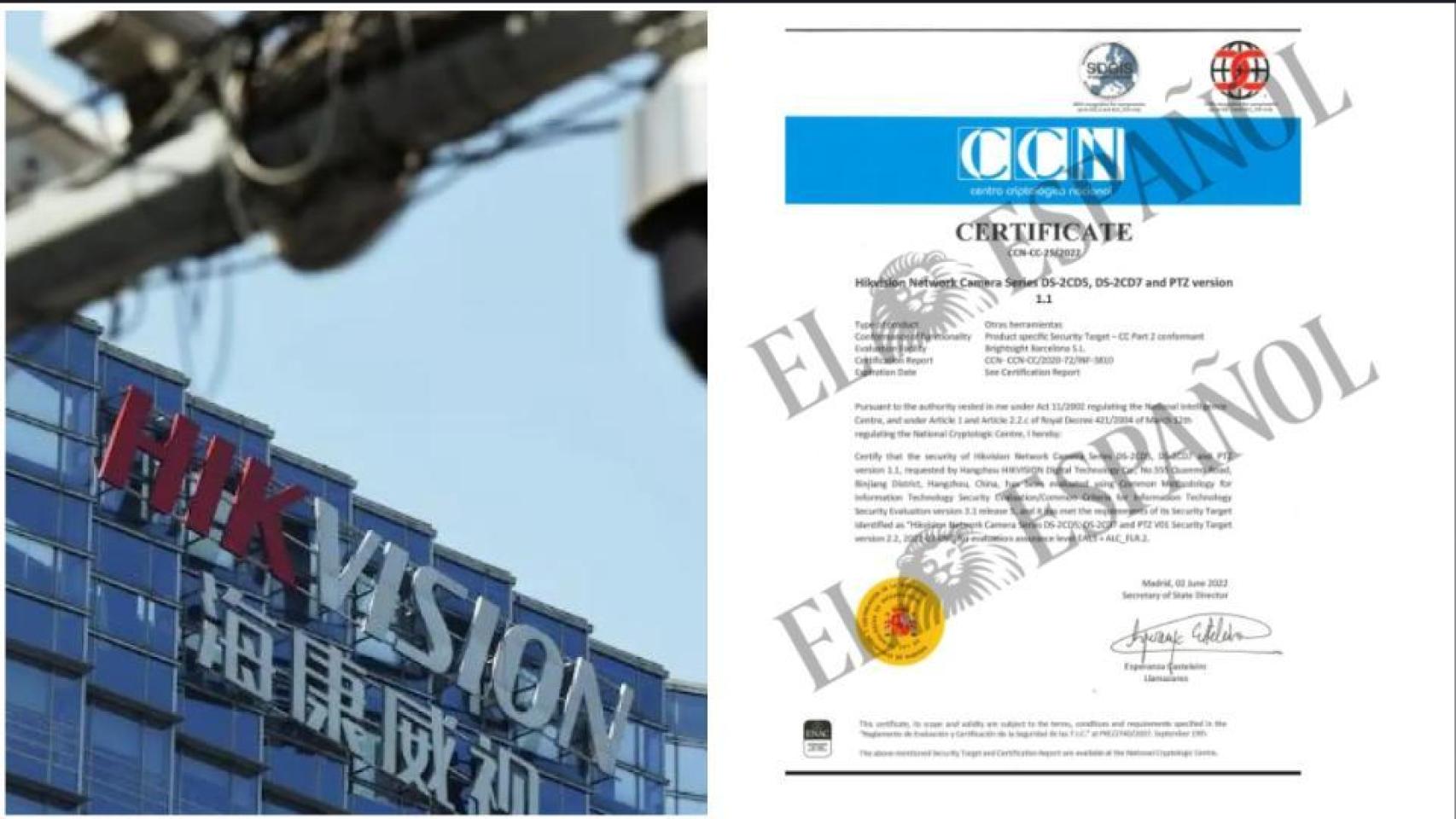 Certificado de validación del Centro Criptológico Nacional a las cámaras Hikvision.