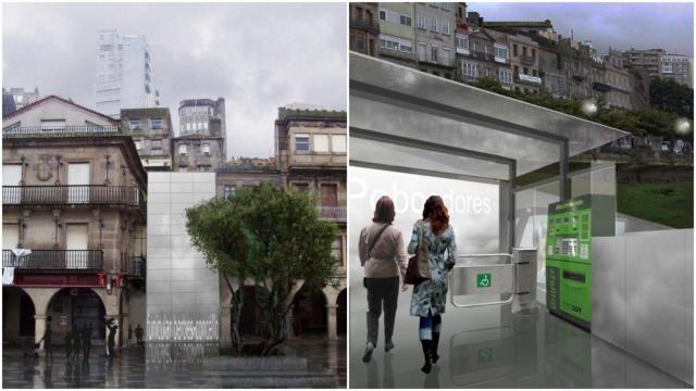 Imágenes del proyecto del funicular entre O Berbés y Praza do Rei.