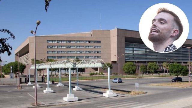 Ibai Llanos y el aparcamiento de La Cartuja en un fotomontaje.