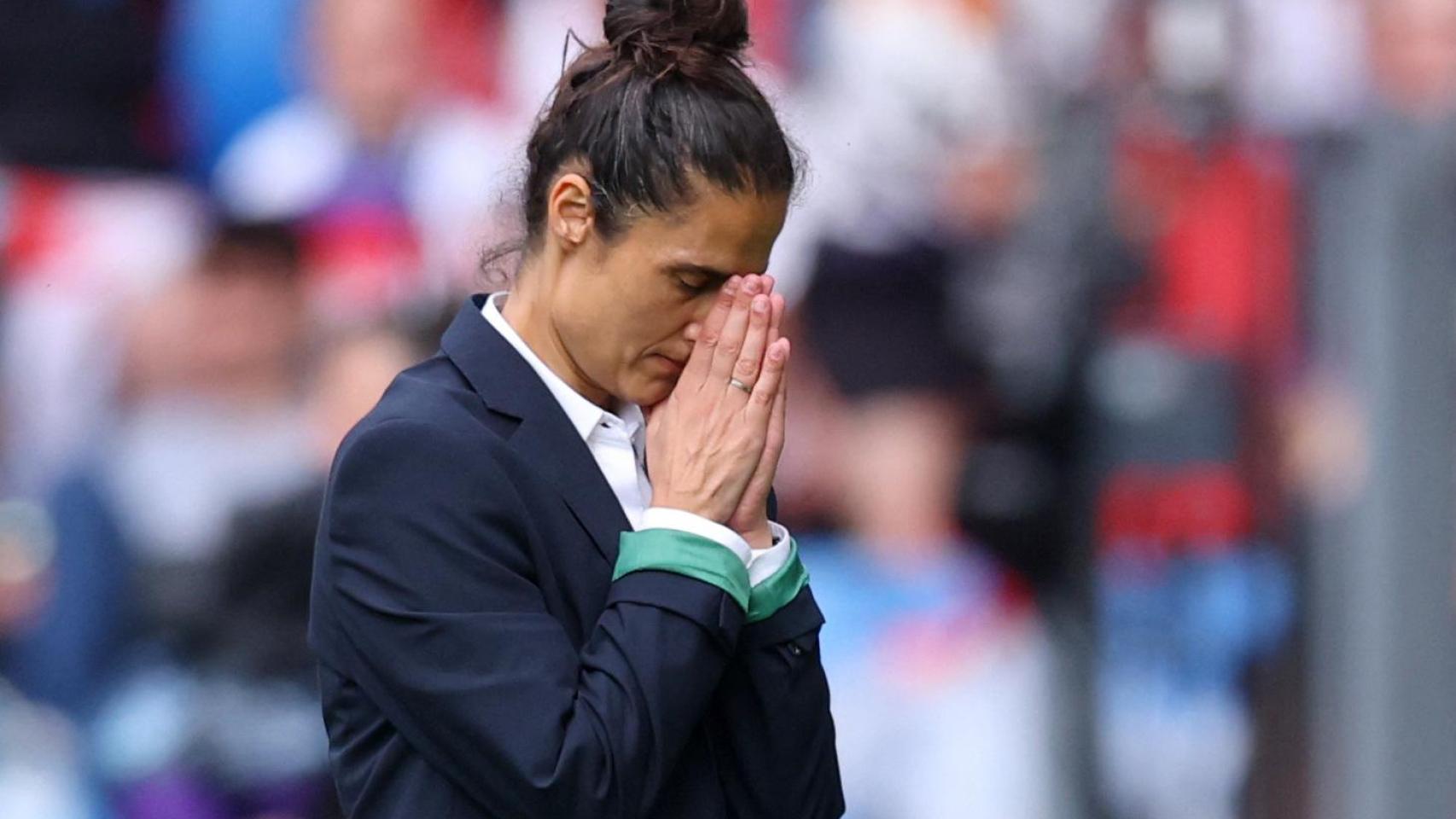 Montse Tomé se lamenta durante la final de la Eurocopa femenina.